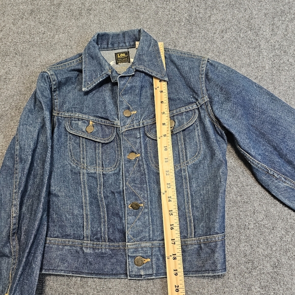 VTG 70s Lee Riders Blue Denim Jean Jacket Womens Cropped S USA RARE Sanforized - Picture 8 of 14